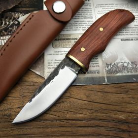 Outdoor Survival Knife With Mahogany Handle