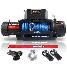 X-BULL 12000 lbs Electric Winch Synthetic Rope Trailer Towing 12V Truck Jeep SUV