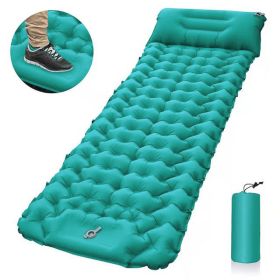 Outdoor Camping Sleeping Pad Inflatable Mattress With Pillows Ultralight Air Mat Built-in Inflator Pump For Travel Hiking (Color: Peacock Blue)